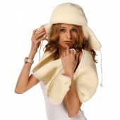 Комплект шапка белый кашемир + шарф белый кашемир